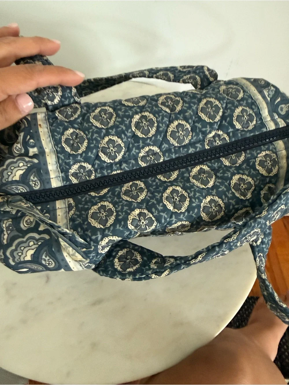 vintage Vera Bradley small Duffel Bag purse retired Indigo paisley pattern